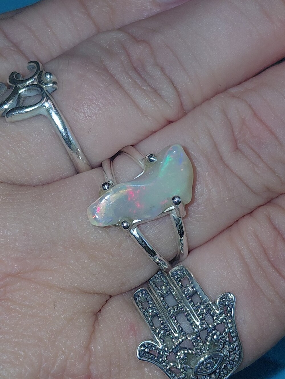 Tumbled Ethiopian Opal Silver Ring